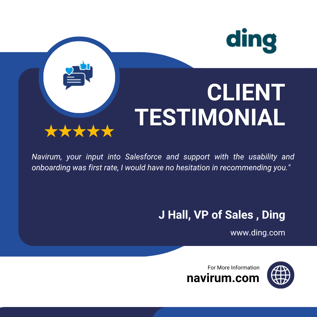 Ding Client Testimonial Review celebrating Navirum Digital CRM Growth Solutions